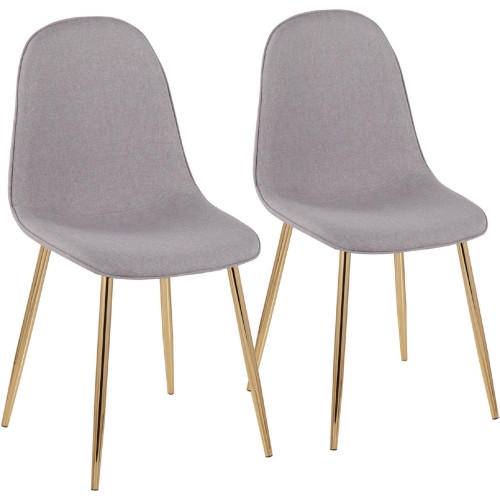 Pebble Dining Chair in Light Grey Fabric & Gold Steel (Set of 2)